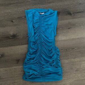 Zara Ruched Mini Dress Blue